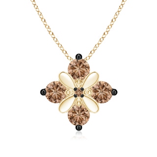 2.4mm AAA Coffee Diamond Floral Clustre Pendant in Yellow Gold