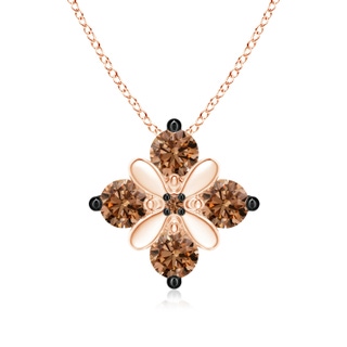 2.4mm AAAA Coffee Diamond Floral Clustre Pendant in Rose Gold