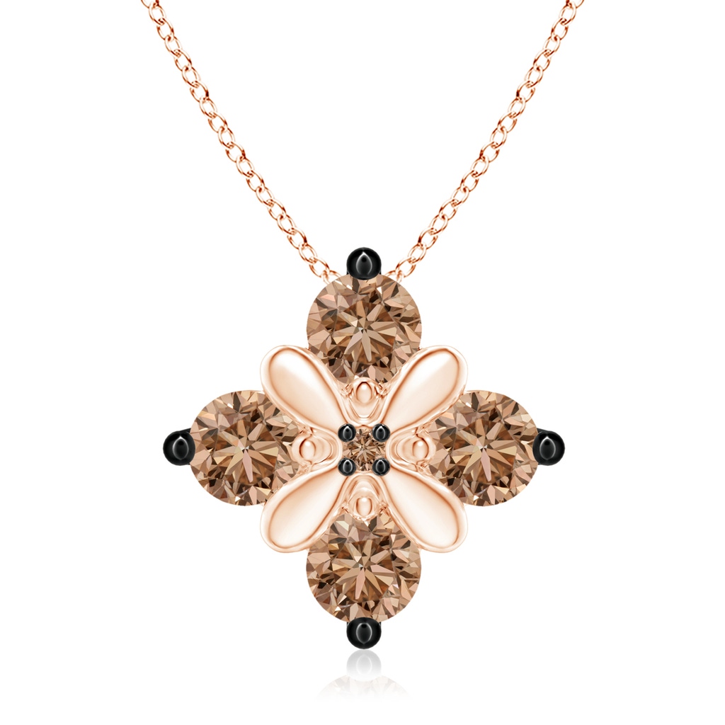 2.7mm AAA Coffee Diamond Floral Clustre Pendant in Rose Gold