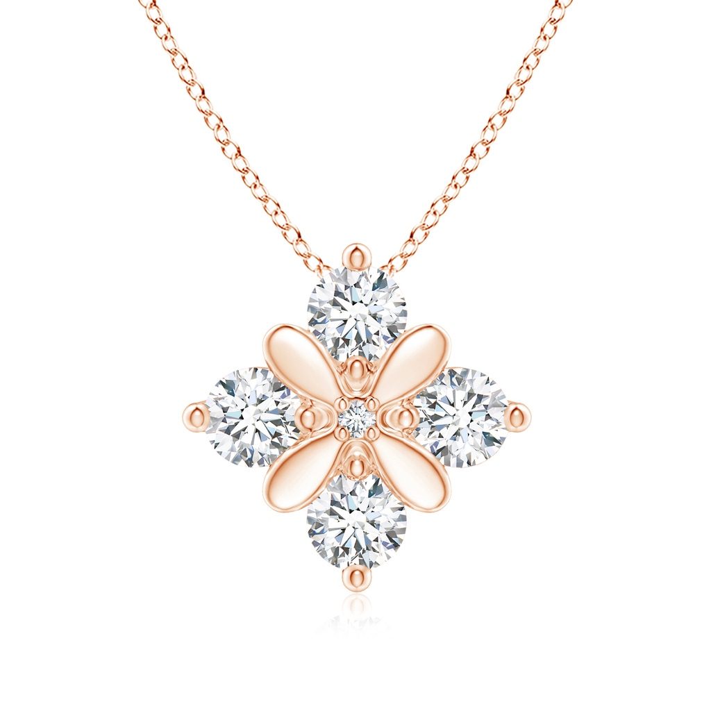 2.4mm GVS2 Diamond Floral Clustre Pendant in Rose Gold