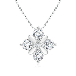 2.4mm GVS2 Diamond Floral Clustre Pendant in White Gold