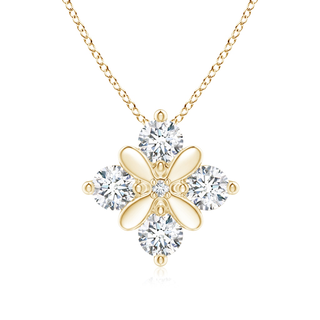 2.4mm GVS2 Diamond Floral Clustre Pendant in Yellow Gold