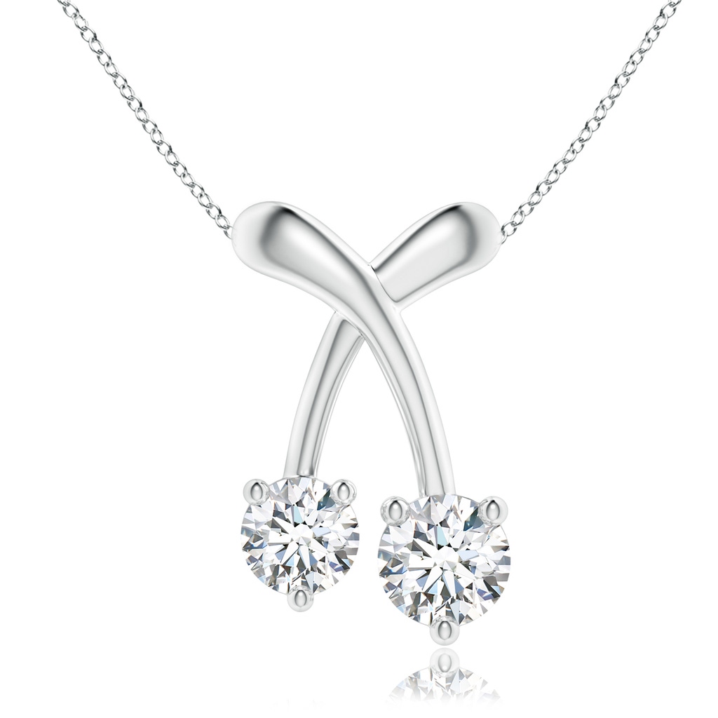 4.2mm GVS2 Two Stone Diamond Cherry Pendant in White Gold