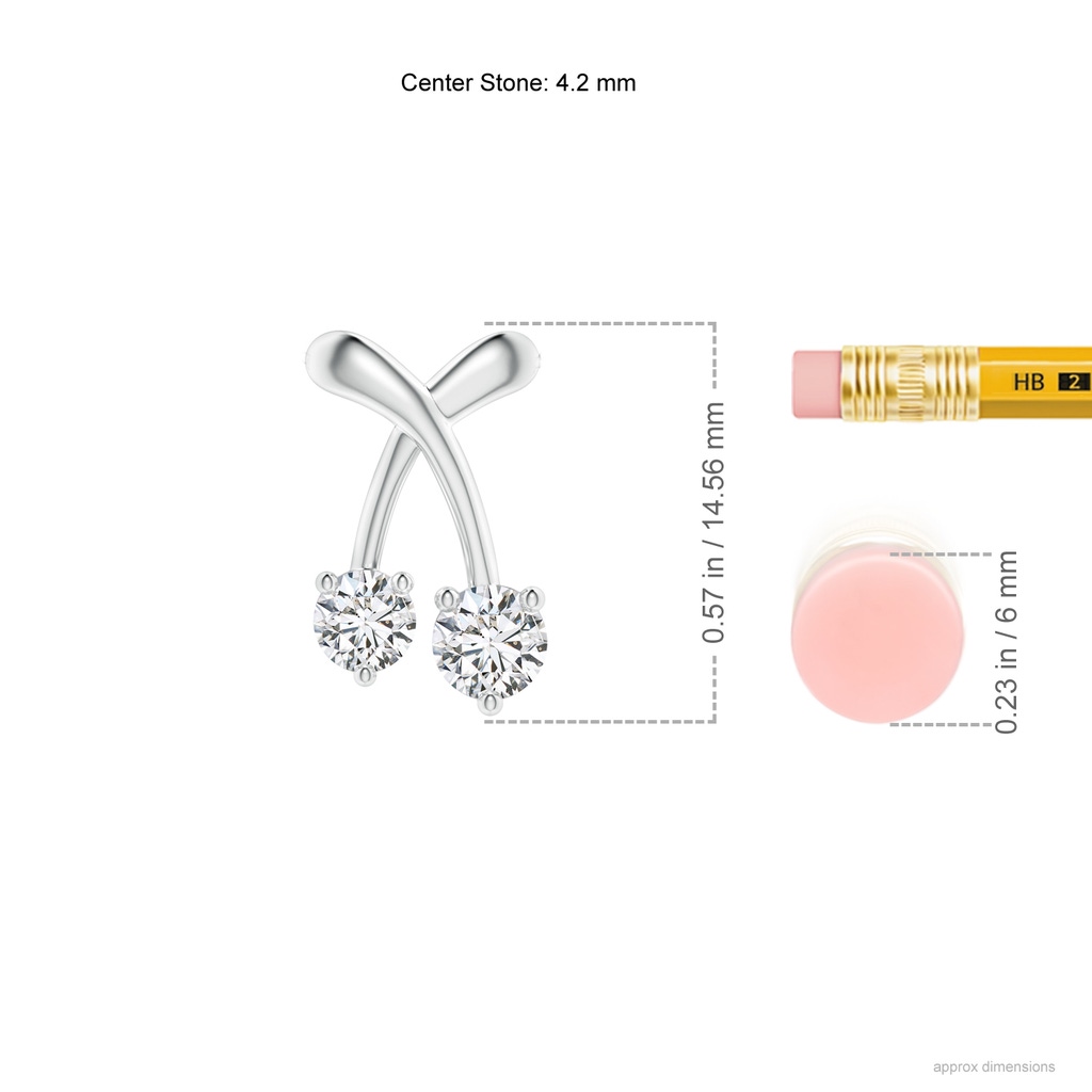 4.2mm HSI2 Two Stone Diamond Cherry Pendant in White Gold Ruler