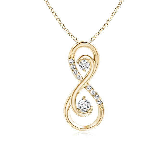2.5mm HSI2 Together Forever Two Stone Diamond Infinity Pendant for Mom in Yellow Gold