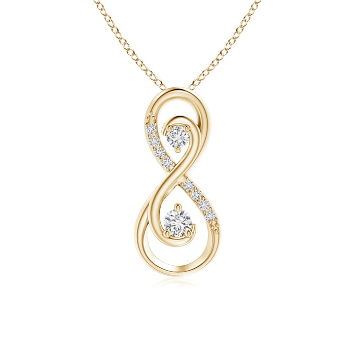 2.5mm HSI2 Together Forever Two Stone Diamond Infinity Pendant for Mom in Yellow Gold 