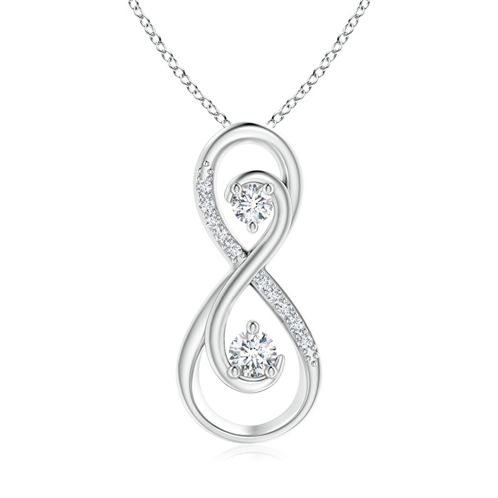3mm GVS2 Together Forever Two Stone Diamond Infinity Pendant for Mom in White Gold 
