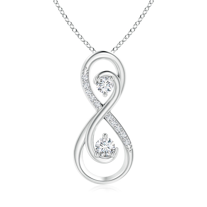 3mm GVS2 Together Forever Two Stone Diamond Infinity Pendant for Mom in White Gold