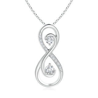 3mm GVS2 Together Forever Two Stone Diamond Infinity Pendant for Mom in White Gold