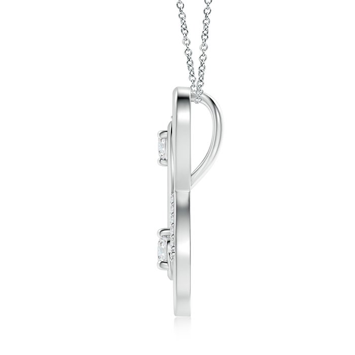 3mm GVS2 Together Forever Two Stone Diamond Infinity Pendant for Mom in White Gold - side 1