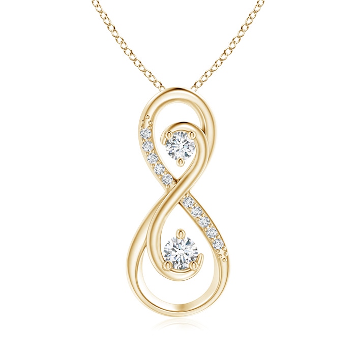 3mm GVS2 Together Forever Two Stone Diamond Infinity Pendant for Mom in Yellow Gold