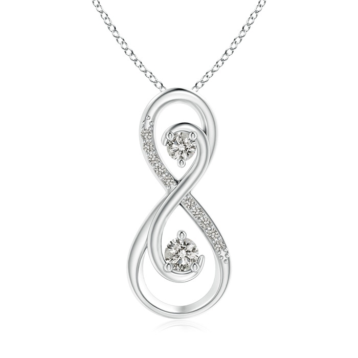 3mm KI3 Together Forever Two Stone Diamond Infinity Pendant for Mom in White Gold 