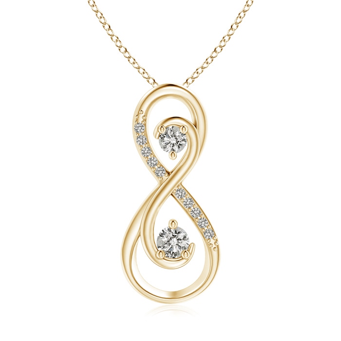3mm KI3 Together Forever Two Stone Diamond Infinity Pendant for Mom in Yellow Gold 