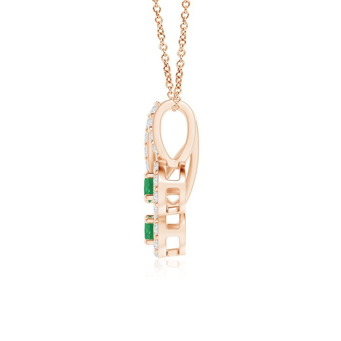 2.3mm A Prong-Set Two Stone Emerald Halo Pendant in Rose Gold product image
