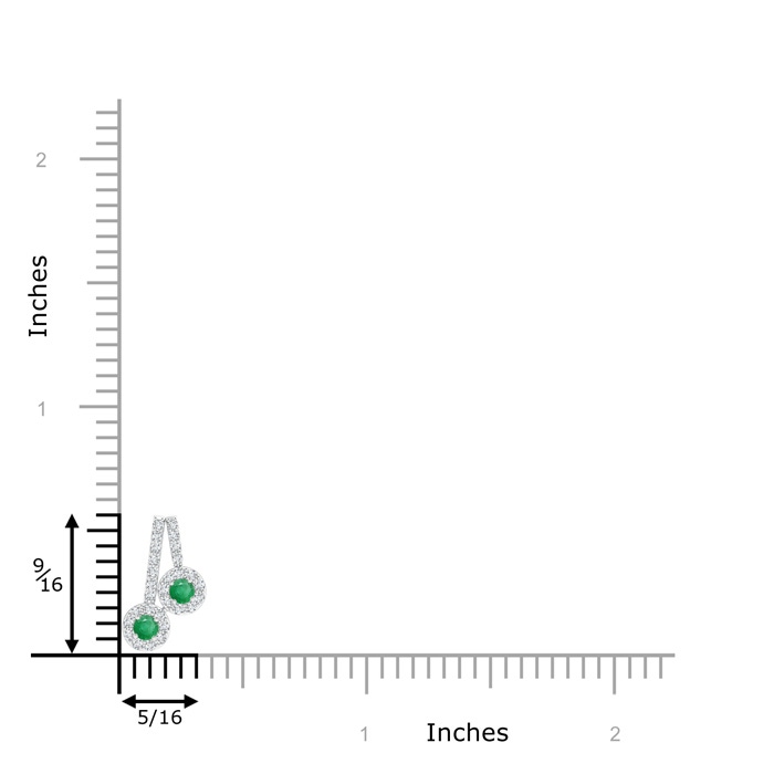 2.3mm A Prong-Set Two Stone Emerald Halo Pendant in White Gold product image