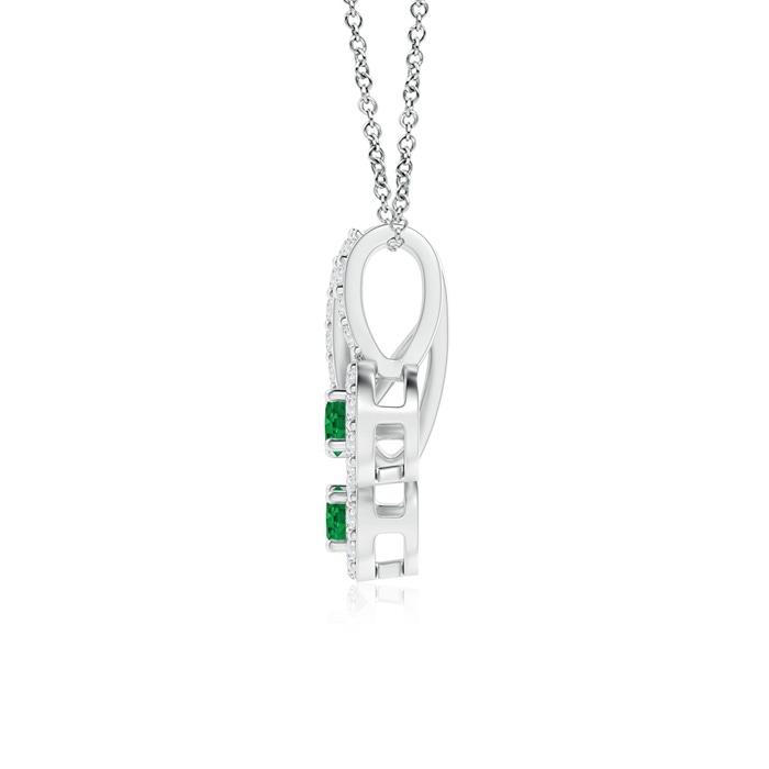 2.3mm AAA Prong-Set Two Stone Emerald Halo Pendant in P950 Platinum product image