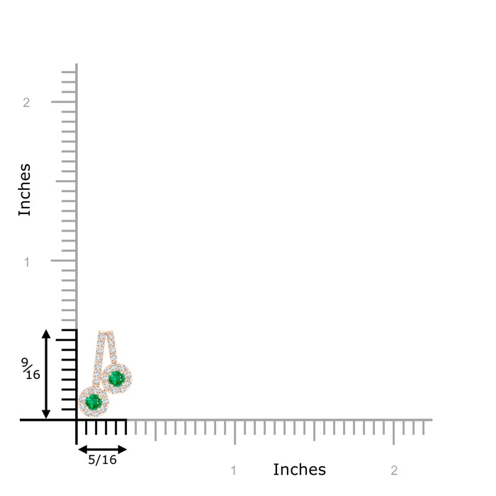 2.3mm AAA Prong-Set Two Stone Emerald Halo Pendant in Rose Gold product image