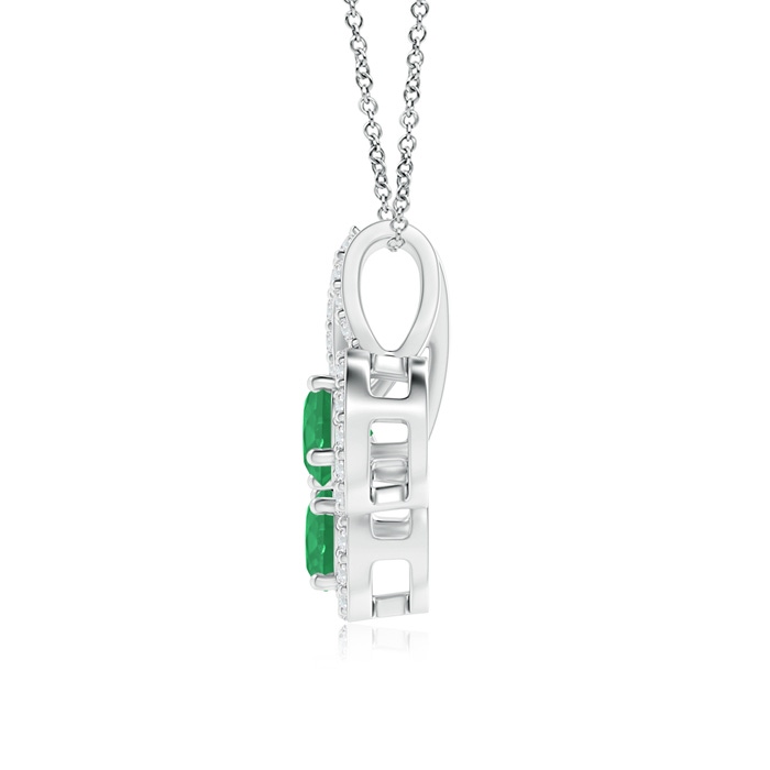 3.7mm A Prong-Set Two Stone Emerald Halo Pendant in P950 Platinum product image