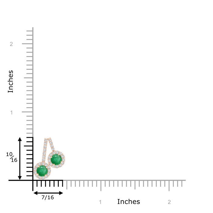 3.7mm A Prong-Set Two Stone Emerald Halo Pendant in Rose Gold product image