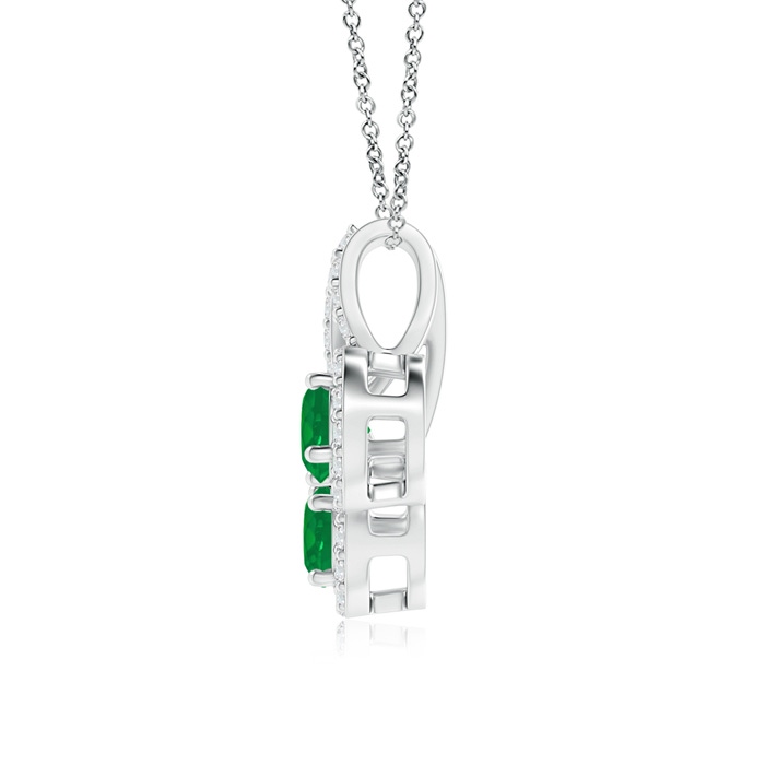 3.7mm AA Prong-Set Two Stone Emerald Halo Pendant in P950 Platinum product image