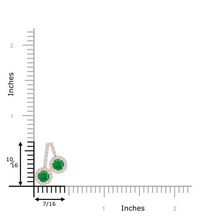 3.7mm AA Prong-Set Two Stone Emerald Halo Pendant in Rose Gold product image