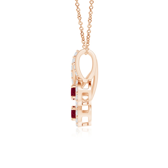 2.3mm A Prong-Set Two Stone Ruby Halo Pendant in Rose Gold product image