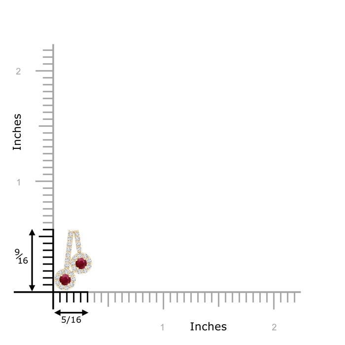 2.3mm A Prong-Set Two Stone Ruby Halo Pendant in Yellow Gold product image
