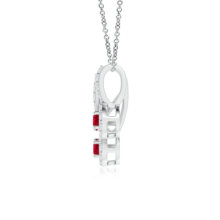 2.3mm AAA Prong-Set Two Stone Ruby Halo Pendant in White Gold product image