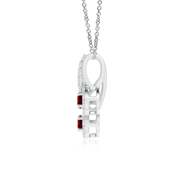 2.3mm AAAA Prong-Set Two Stone Ruby Halo Pendant in P950 Platinum product image