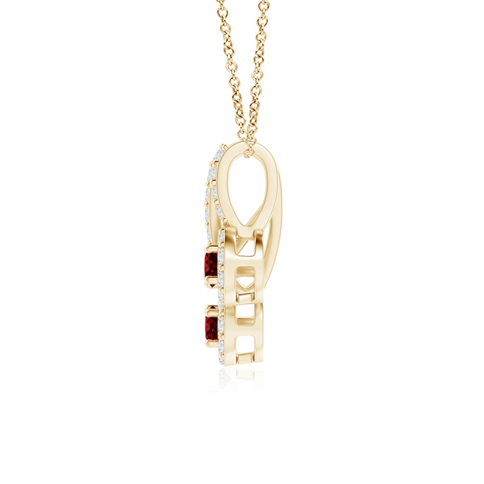 2.3mm AAAA Prong-Set Two Stone Ruby Halo Pendant in Yellow Gold product image