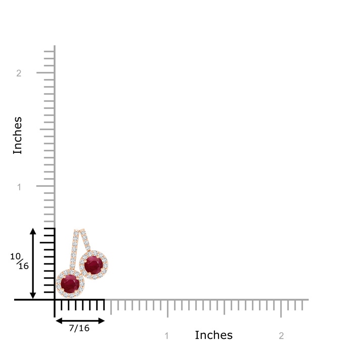 3.7mm A Prong-Set Two Stone Ruby Halo Pendant in Rose Gold product image