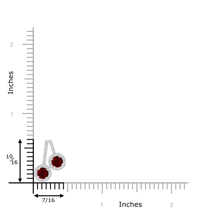 3.7mm AAAA Prong-Set Two Stone Ruby Halo Pendant in White Gold product image