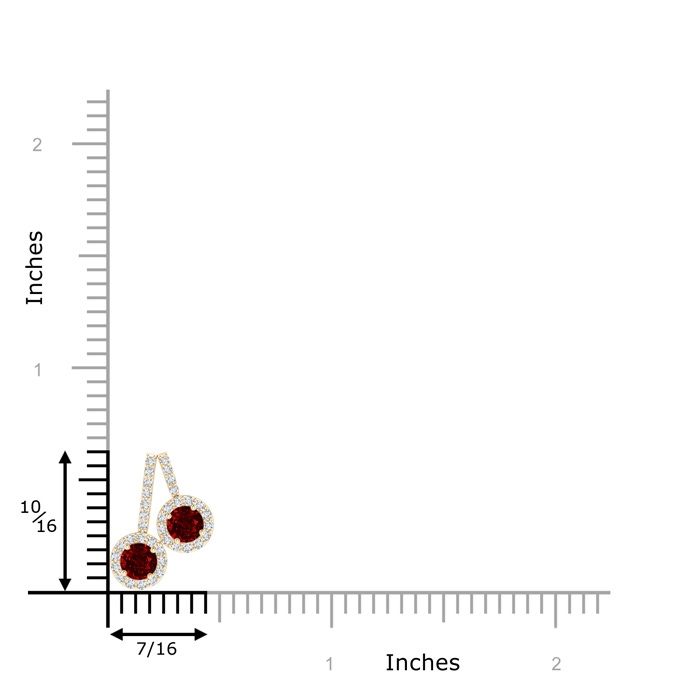 3.7mm AAAA Prong-Set Two Stone Ruby Halo Pendant in Yellow Gold product image