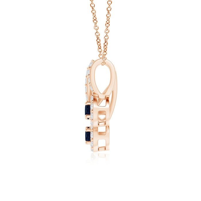 2.3mm A Prong-Set Two Stone Blue Sapphire Halo Pendant in Rose Gold product image