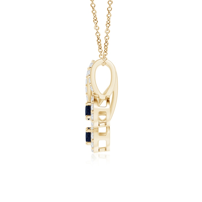 2.3mm A Prong-Set Two Stone Blue Sapphire Halo Pendant in Yellow Gold product image
