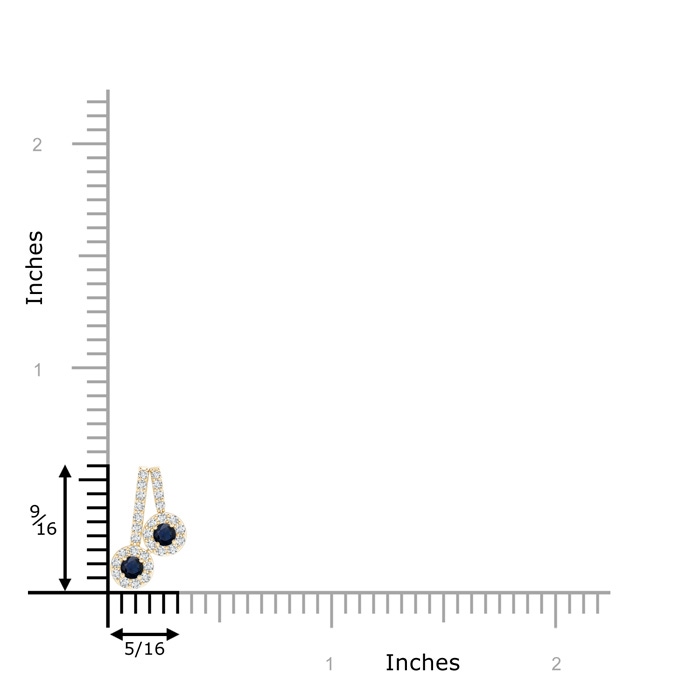 2.3mm A Prong-Set Two Stone Blue Sapphire Halo Pendant in Yellow Gold product image
