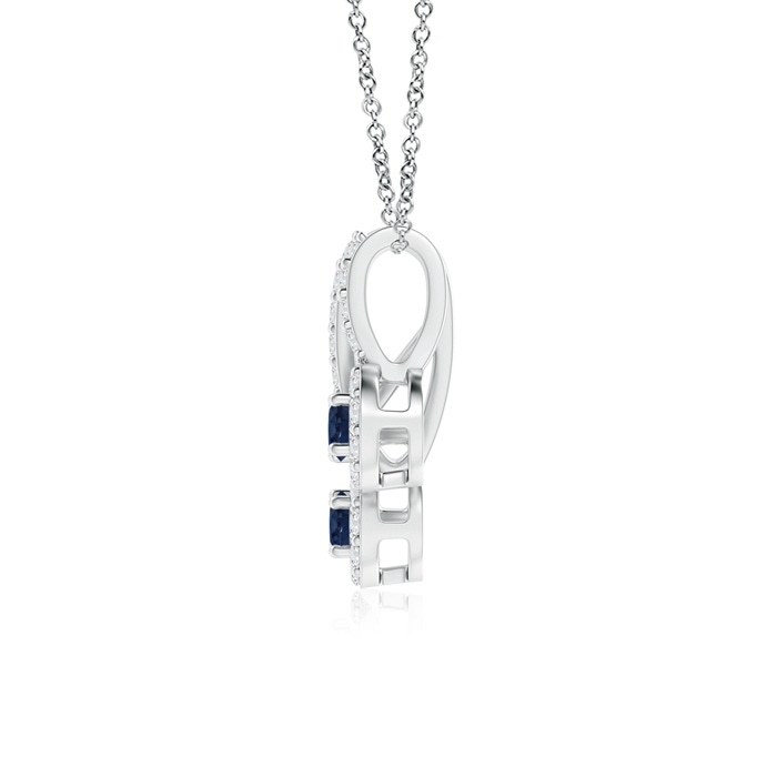 2.3mm AA Prong-Set Two Stone Blue Sapphire Halo Pendant in P950 Platinum product image