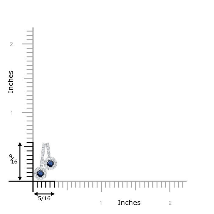 2.3mm AA Prong-Set Two Stone Blue Sapphire Halo Pendant in P950 Platinum product image