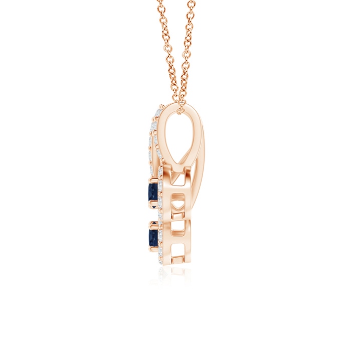 2.3mm AA Prong-Set Two Stone Blue Sapphire Halo Pendant in Rose Gold product image