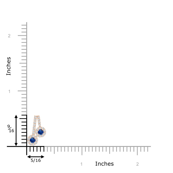 2.3mm AAA Prong-Set Two Stone Blue Sapphire Halo Pendant in Rose Gold product image