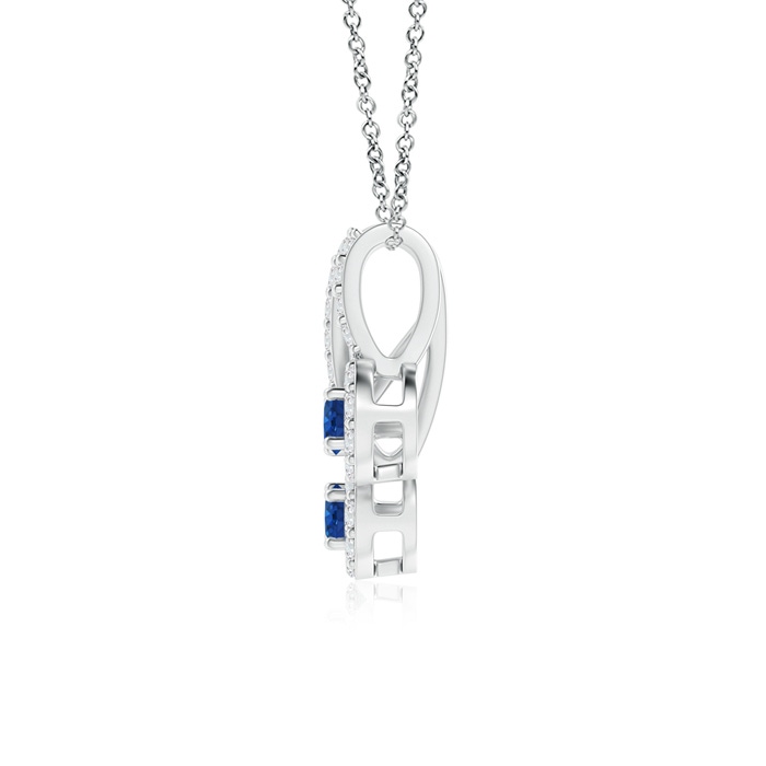 2.3mm AAA Prong-Set Two Stone Blue Sapphire Halo Pendant in White Gold product image