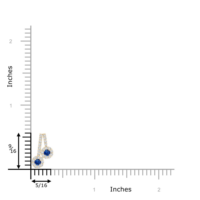 2.3mm AAA Prong-Set Two Stone Blue Sapphire Halo Pendant in Yellow Gold product image