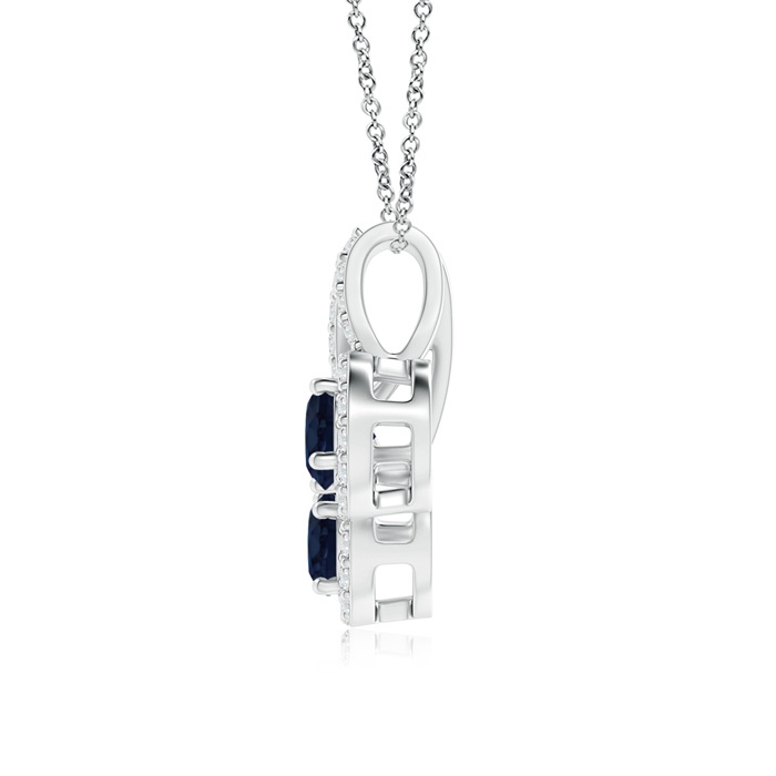 3.7mm A Prong-Set Two Stone Blue Sapphire Halo Pendant in P950 Platinum product image