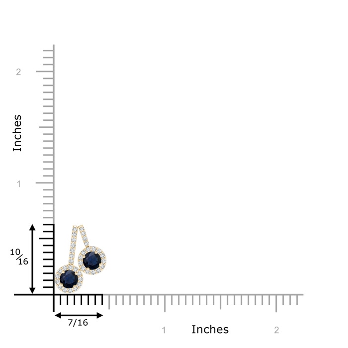 3.7mm A Prong-Set Two Stone Blue Sapphire Halo Pendant in Yellow Gold product image