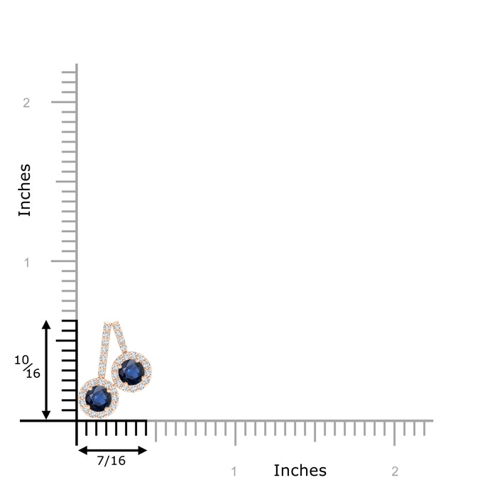 3.7mm AA Prong-Set Two Stone Blue Sapphire Halo Pendant in Rose Gold product image