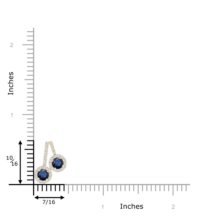 3.7mm AA Prong-Set Two Stone Blue Sapphire Halo Pendant in Yellow Gold product image