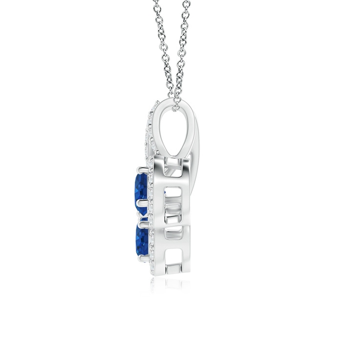 3.7mm AAA Prong-Set Two Stone Blue Sapphire Halo Pendant in P950 Platinum product image