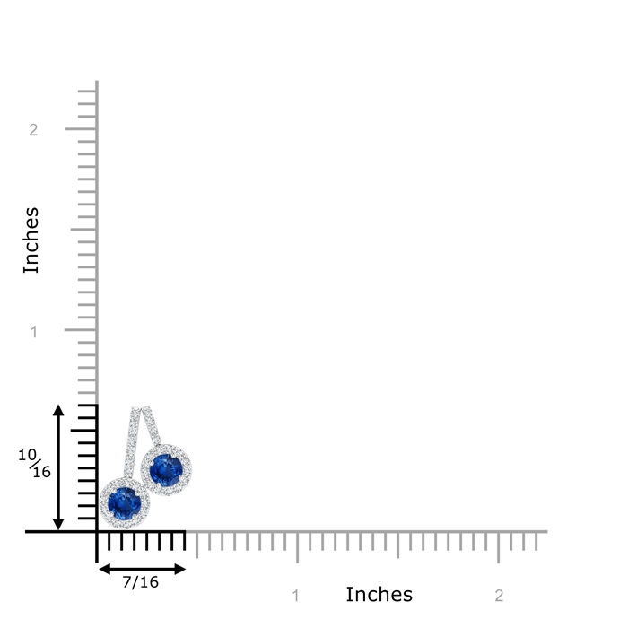 3.7mm AAA Prong-Set Two Stone Blue Sapphire Halo Pendant in P950 Platinum product image