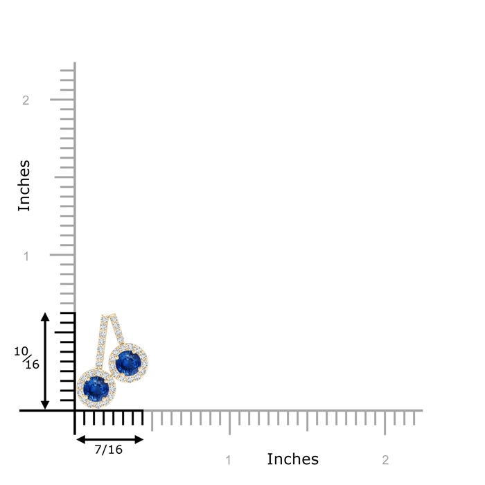 3.7mm AAA Prong-Set Two Stone Blue Sapphire Halo Pendant in Yellow Gold product image