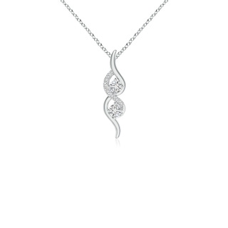 2.1mm HSI2 Two Stone Diamond Swirl Pendant in White Gold